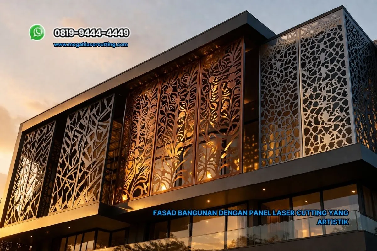 Fasad Bangunan dengan Panel Laser Cutting yang Artistik