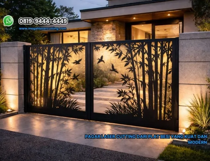 Pagar Laser Cutting dari Plat Besi yang Kuat dan Modern
