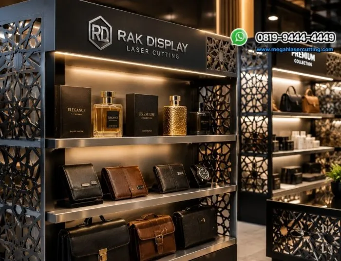 Produk Rak Display Logam Laser Cutting untuk Kebutuhan Retail
