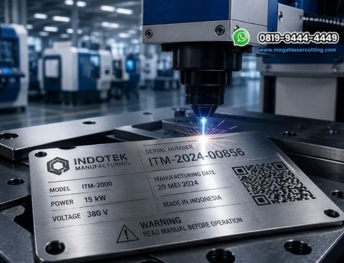 Laser Marking Plat Besi pada Mesin dan Peralatan Pabrik
