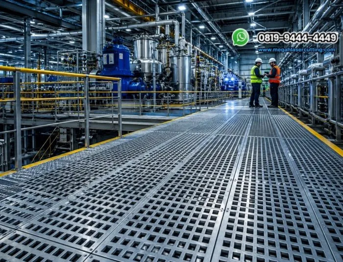 Pembuatan Grating Logam Laser Cutting untuk Area Industri