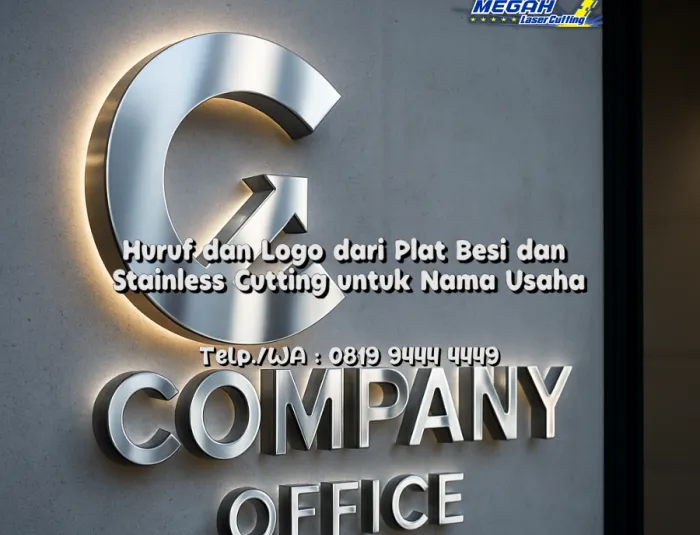 Huruf dan logo dari plat besi dan stainless cutting untuk Nama Usaha