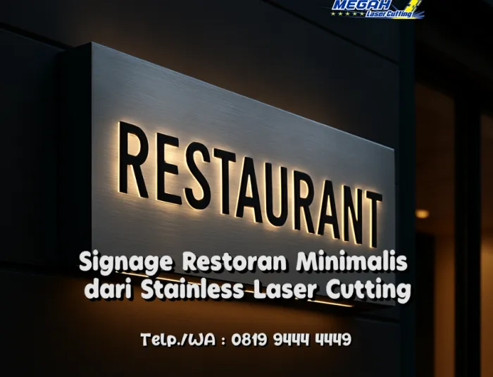 Signage Restoran Minimalis dari Stainless Laser Cutting