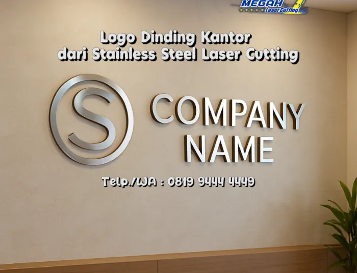 Logo Dinding Kantor dari Stainless Steel Laser Cutting