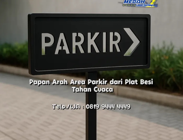 Papan Arah Area Parkir dari Plat Besi Tahan Cuaca