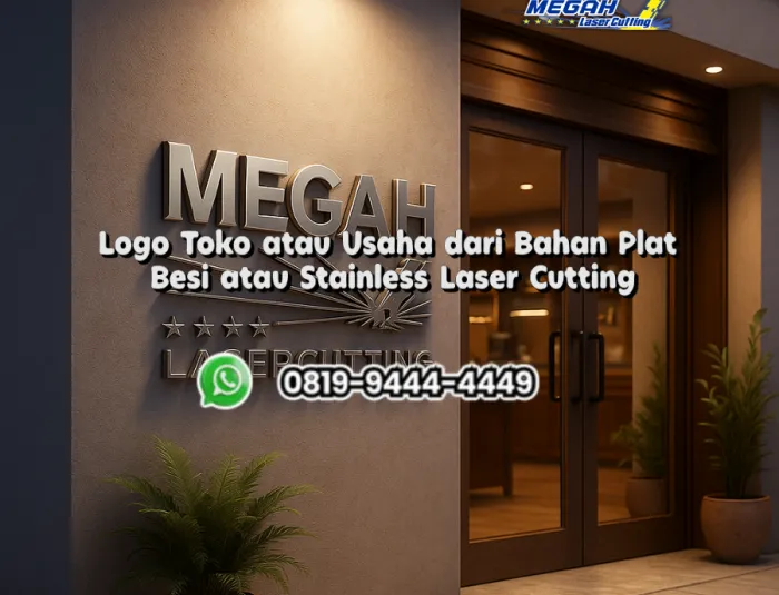 Logo Toko atau Usaha dari Bahan Plat Besi atau Stainless Laser Cutting