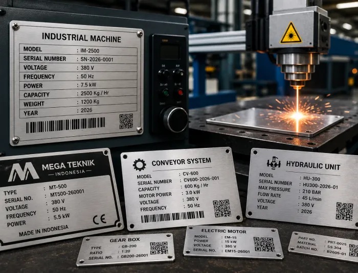 Jasa Laser Marking untuk Plat Spesifikasi Mesin Custom