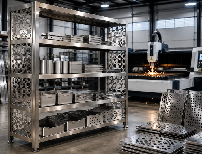 Jasa Laser Cutting Rak Stainless Steel Laser Cutting untuk Penyimpanan Modern