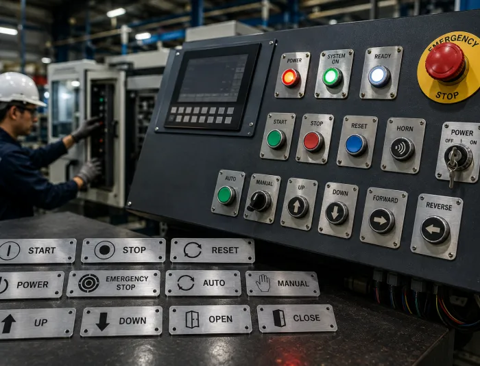 Jasa Laser Marking untuk Label Tombol Panel Kontrol