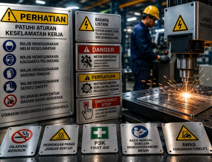Jasa Laser Marking untuk Plat Instruksi Keselamatan Kerja