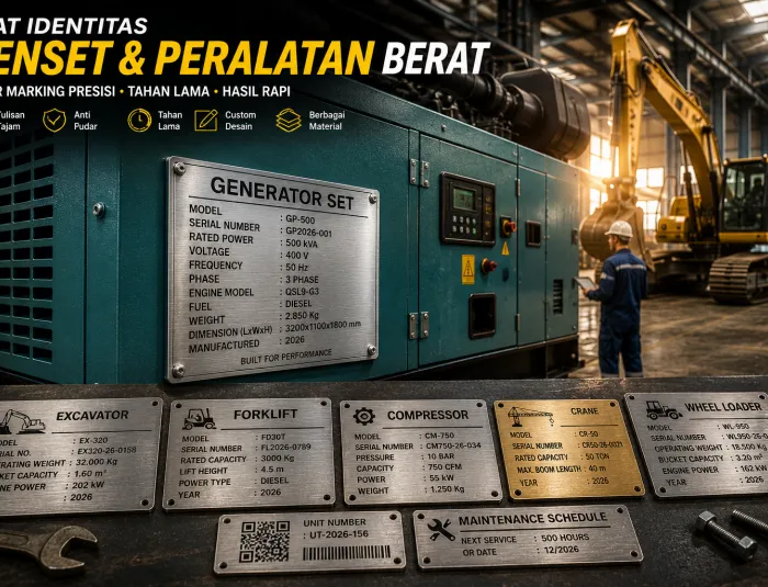 Jasa Laser Marking untuk Plat Identitas Genset dan Peralatan Berat