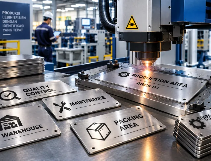 Laser Marking untuk Plat Penanda Area Produksi
